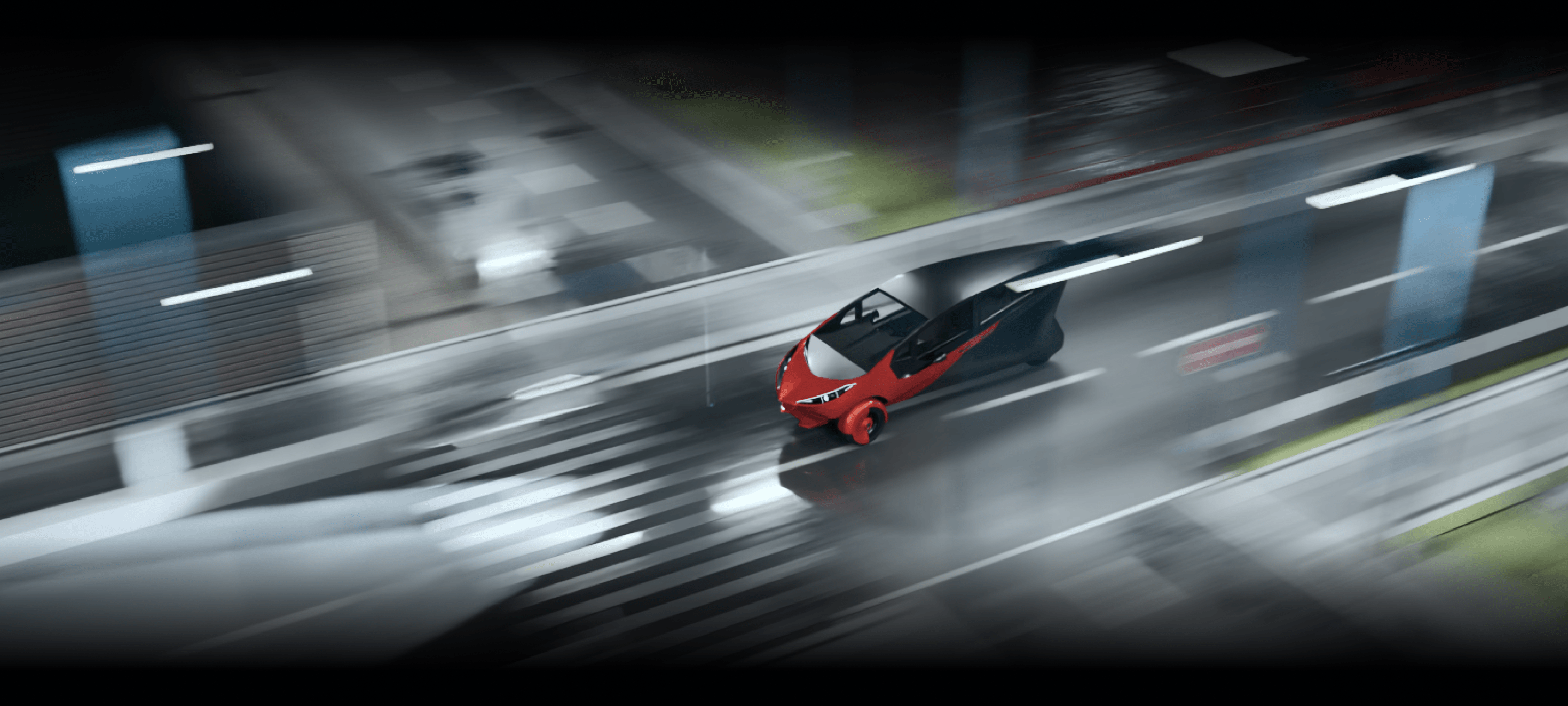 BadBoy Supertrike accelerating on the road, highlighting its top speed and performance stats.